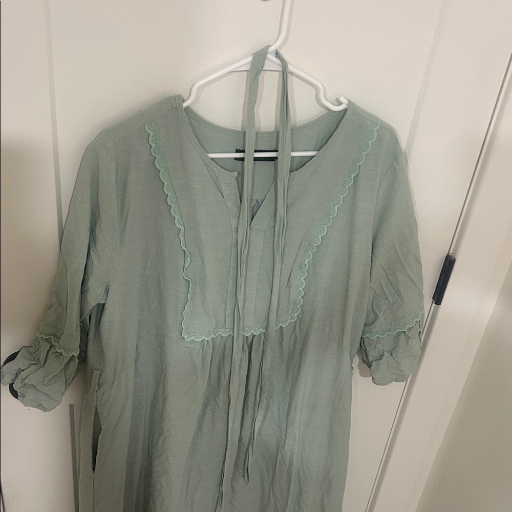 Tie-Waist V-Neck Dress with Ruffle Details